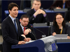 特鲁多总理在欧洲议会的演讲